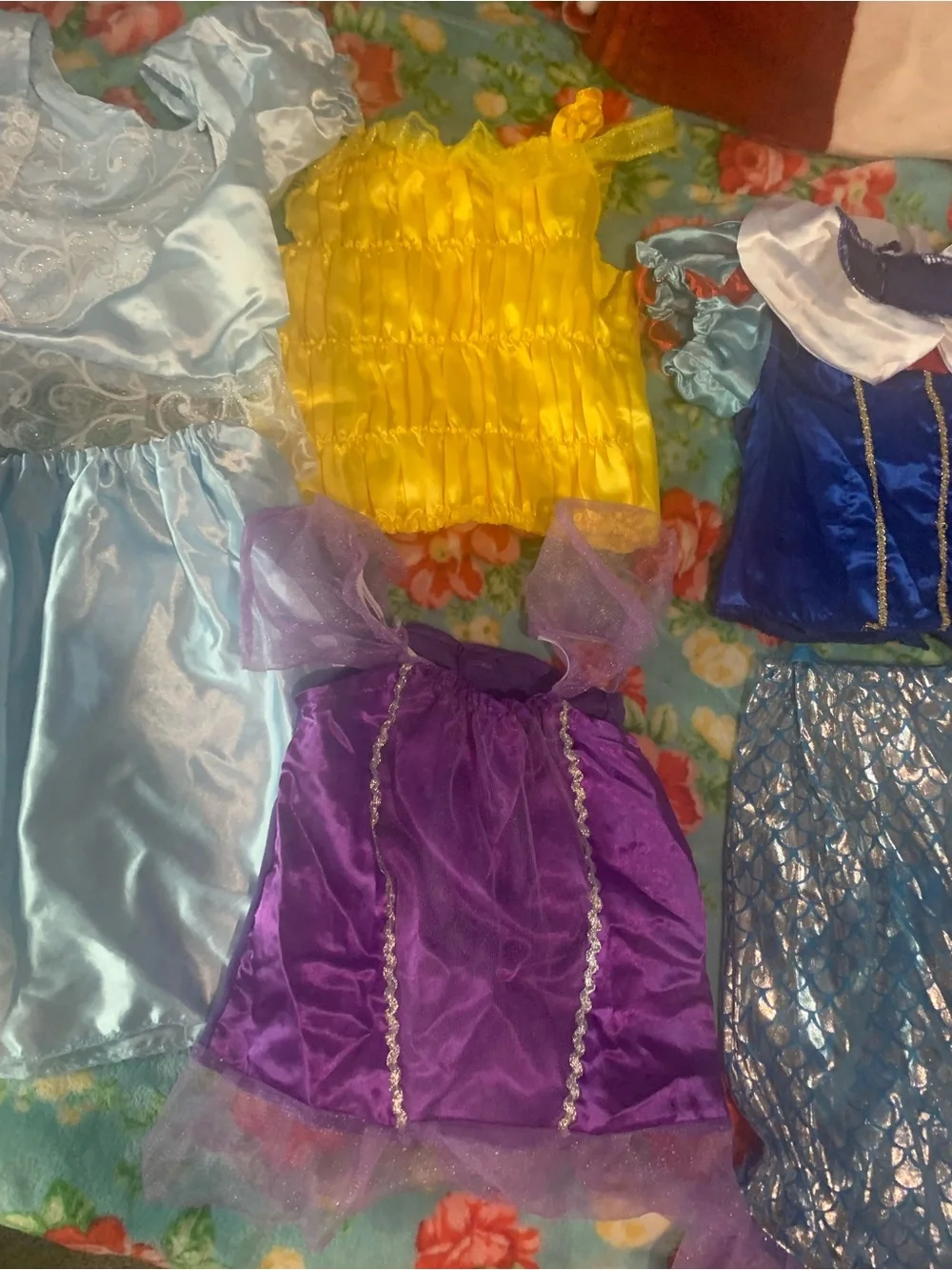 Disney Character Girls Costume Bundle 5 Tops 2 Skirts 1 Harem Pant